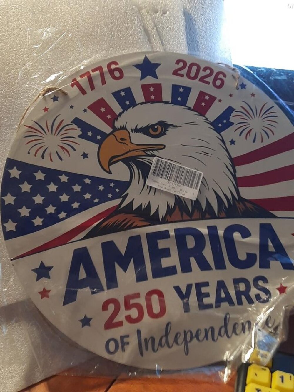 NEW ! USA 250th Anniversary Patriotic Door Sign White